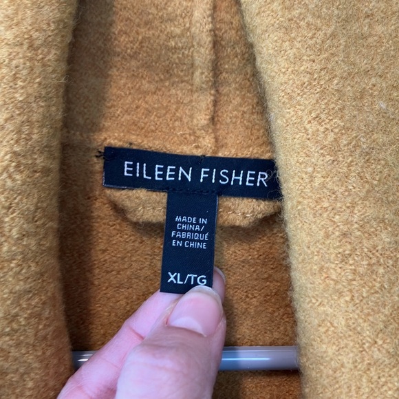 Eileen fisher Women's XL Mustard Yellow Sweater long boiled wool kimono coat - Picture 2 of 11